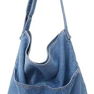 Denim Shoulder Bag - Women's Hobo Tote Canvas Crossbody Bag - Large Capacity Pur